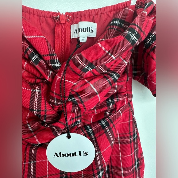 About Us Red Mini Plaid Dress NWT Revolve - Picture 3 of 3